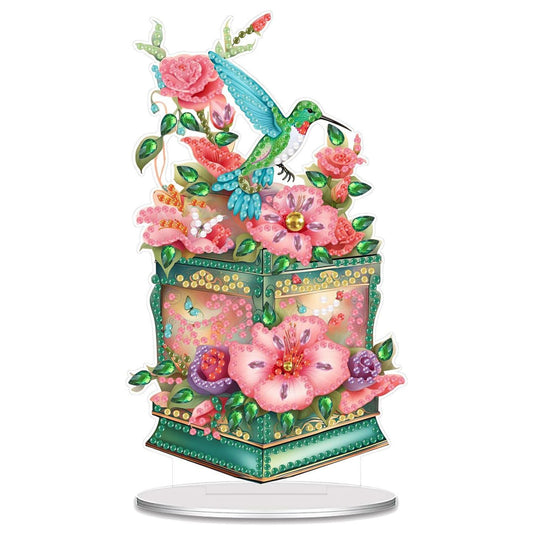Diamond Painting Tischaufsteller - Kolibri mit Blumen